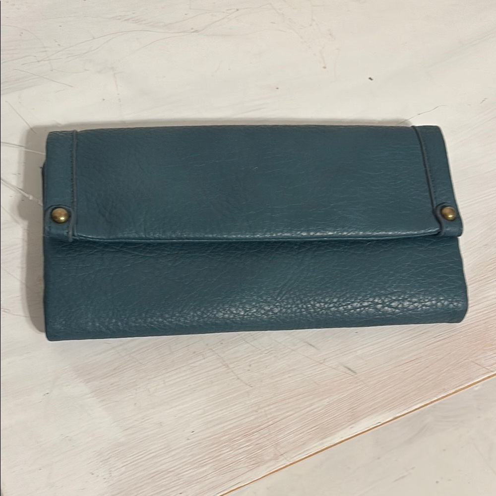 Elegant Blue Leather Women's Clutch
